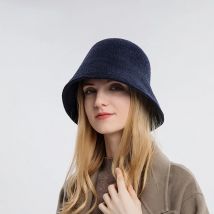 Wolle Eimer Hut koreanische Mode japanische Retro Herbst Winter gestrickt Panama Cap Fischer Hut Mädchen Fedora Hut Frauen schwarze Hüte