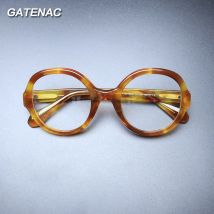 Vintage Acetate Glasses Frame Women Handmade Myopia Prescription Optical Eyeglasses Frame Big Frame Female Luxury Brand Eyewear