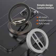 Mobiltelefon 360° °   Rotation doppelseitiger Magnethalter für Magsafe, tragbarer Metall-Fingerringständer für iPhone 17, 16, 15, Samsung