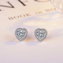 2ct Moissanit Ohrringe 925 Sterling Silber Herz für Frauen Exquisite Student Freundin Hochzeit Schmuck Mode Geschenk