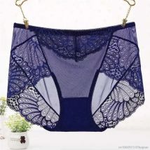 Sexy Plus Size Spitze Höschen Frauen Mitte der Taille Gaze transparente Hüftlift nahtlose Slips Baumwolle Schritt Frauen Höschen