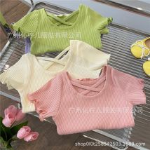Mädchen T-Shirt Sommer Kinder Kurzarm Dünne Weiche Tops Einfache Einfarbig Casual Kinder Kleidung 2-6 Jahre Süße Shirtthing