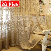 Europäischen Luxus Kaffee mit Goldenen Draht Jacquard Hohl Tüll Vorhang für Wohnzimmer Palace Elgent Stoff Windows Drapieren ZH431 #4