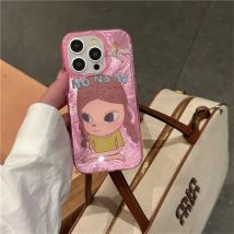 Through Hole Vortex Case IND  Cartoon Puppy Double Pigtail Little Girl Phone Case for Iphone 11 12 13 14 15 16promax