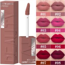 DUNUF 8 colori velluto opaco liscio facile da applicare lucidalabbra a tubo quadrato rossetto idraulico tridimensionale impermeabile