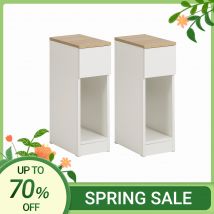 SoBuy FBT111x2 Comodino 2 set con cassetto per box letto a molle divano tavolo 2 pezzi tavolino comodino stretto