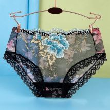 Frauen Sexy Spitze Stickerei Höschen Slips Bragas Mujer Transparente Unterwäsche Haut-Freundliche Dessous für Damen Underpanties
