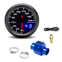 Indicatore temperatura acqua per auto da 52 mm 40~140 ℃   Retroilluminazione a 7 colori con sensore temperatura acqua Adattatore sensore tubo comune temperatura acqua 1/8 NPT