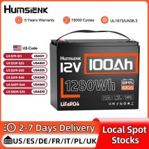 Akumulator litowo-żelazowo-fosforanowy (LiFePO4) Humsienk 12V 100Ah z zabezpieczeniem przed niskimi temperaturami, wbudowanym systemem BMS 100A, 15000 cykli, do vanów, wózków golfowych, łodzi,