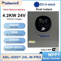 Aninerel 4.2KW 24V Hybrydowy Inwerter Solarny Podwójne Wyjście 220V MPPT 100A PV 500VDC Czysta Sinusoida Kontroler Solarny Wbudowany WIFI