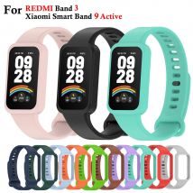 Weiches Silikonarmband für Xiaomi Smart Band 9, aktive Armband, Smartwatches, Zubehör, Armband für Redmi Band 3, Armband mit PC-Gehäuse