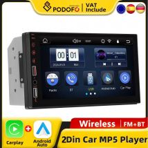 Podofo 7 "2din Wireless CarPlay Lettore MP5 Wireless Android Auto Unità principale universale FM Stereo HD Touch Screen Lettore multimediale