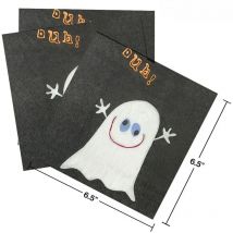 20 Stück/Packung, 33 x 33 cm, 2-lagig, gruselige Halloween-Party-Cocktailservietten, kommerzielle Zeichenpapierquadrate, weiße Geister, Papier-Tischsets