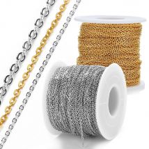 10 Meter 2 Meter goldfarbene Edelstahl-Halskettenketten für die Schmuckherstellung, DIY-Halskettenketten, Materialien, Zubehör