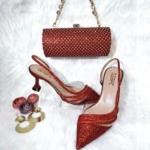 PM New Arrival Fashion Full Of Crystal Decoration Style Mature Noble White Color Ladies Shoes and Bag for Party Wedding
