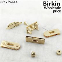 1/5/15Sets Gold/Silver Zinc alloy A set Metal Lock Rectangle Eyelets Plate For Birkin Handbags Bag Hook Clasps Rivet Accessories