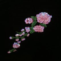 Mode Luxus handgemachte rosa aufnähen Pfingstrose Blumen Patches für Kleidung DIY Nähen Perlen Applikationen Jacke Kleidung Dekoration