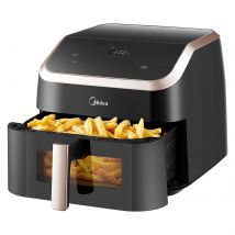 Midea XXL friggitrice ad aria 9 L, 8-in-1, camere Extra larghe, Max 200 °C, friggitrice senza olio, grigliare, cuocere al forno, arrostire, muslimare