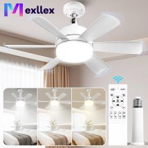 Sockel LED Deckenventilator Licht E26/E27 mit Fernbedienung, dimmbar, 3 Farben, Geschwindigkeitsänderung, geeignet für Wohnzimmer, Arbeitszimmer, Haushalt