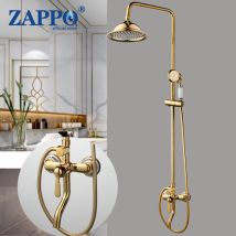 ZAPPO Goldene Badewanne Armaturen 8 "Messing Niederschläge Gold Bad Dusche Mischbatterie Wand Montiert Schiebe Bar Dusche Rohr Wasserhahn