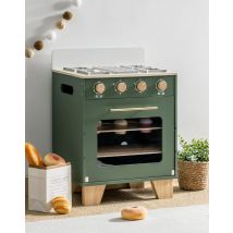 Robotime Robud Set da cucina per forno giocattolo in legno Verde vintage con cibo da gioco Set da cucina per forno per ragazzi e ragazze