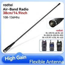 Air Aviation Band Flex Whip Antenna 108-136Mhz for Radtel RT-880 Rt-4D Rt-470 Rt-900 Rt-860 Rt-890 Rt-470X Rt-920  and more