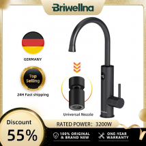 Briwellna Rubinetto per riscaldamento istantaneo acqua calda Rubinetto elettrico 220V con ugello adattatore universale Rubinetto per riscaldamento in acciaio inossidabile