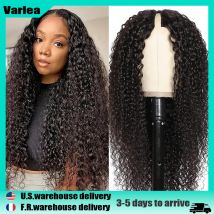 Varlea 40 pollici 200% densità ricci crespi parte V parrucca capelli parrucca nera macchina piena senza parrucca in pizzo parte V parrucca capelli umani capelli brasiliani