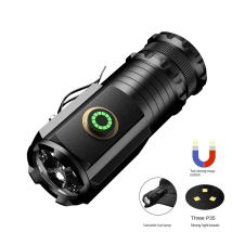 Mini linterna LED EDC potente, luz de llavero superbrillante de 2000LM, recargable por USB, linterna de Camping con indicador de potencia