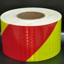 10 cm * 5 M Fluoreszierende Gelb Und Rot Gestreiften Reflektierende Sicherheit Band Wasserdicht Twill Klebstoff Reflektor Warnung Aufkleber Für Lkw