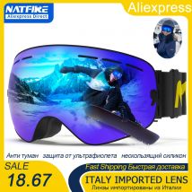 Gogle narciarskie Pro 100% ochrona UV400 Anti Fog wymienne soczewki okulary narciarskie Snowboard gogle narciarskie dla mężczyzn kobiety Natfire