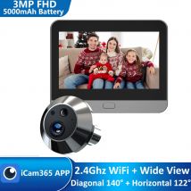 Smart 3MP Mini Spioncino Digitale Macchina Fotografica Della Porta 2.4Ghz WiFi A Infrarossi IR Visione Notturna PIR Rilevazione di Movimento Visualizzatore Digitale iCam365 APP