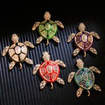 SKEDS New Crystal Turtle Brooch Fashion High-End Clothing Pin Ocean Animal Jewelry Shiny Rhinestone Badge
