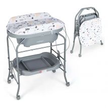 Fasciatoio 4 in 1 con vasca da bagno, fasciatoio portatile con cuscinetto in PVC e tubi di scarico, fasciatoio mobile pieghevole