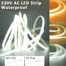Striscia LED COB impermeabile AC 220V IP67 con spina europea/cavo a 2 pin 240 LED/M 3000K 4000K 6000K Lampada a nastro flessibile per decorazioni per la casa