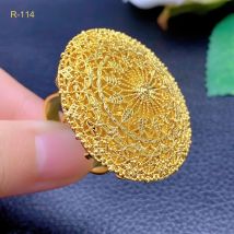 XUHUANG Afrikanischer Schmuck, 24 Karat Gold, große Damenringe, Dubai, Äthiopien, luxuriöser großer Ring, geeignet für Hochzeits- und Partygeschenke