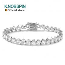 KNOBSPIN 4x6mm Birnen-Moissanit-Tennis-Armband, S925-Sterlingsilber, vergoldet, 18 Karat Weißgold mit feinem GRA-Armband für Damen und Herren