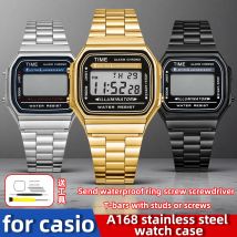 A168 Gehäuse Mod Kit Edelstahl Metall Lünette Uhrengehäuse + Armband für Casio A168WG/WA/WGG/WEHA Serie Modifiziertes Anzugarmband + Werkzeug