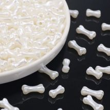 7/8mm Bianco Beige Acrilico Forma di Osso Perlina Resina Del Distanziatore Perline Sparse Per La Produzione di Gioielli Braccialetto FAI DA TE Catena Del Telefono Mobile Accessorie