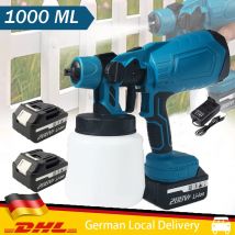 1000 W Elektrische Akku-Spritzpistole HVLP Farbspritzgerät Auto Stahlbeschichtung Airbrush Hochleistungs-Spritzpistole Für Makita 18 V Batterie