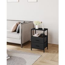 Hzuaneri Set di 2 comodini, tavolino laterale con 2 cassetti portaoggetti in tessuto, comodino con ripiano aperto, bianco