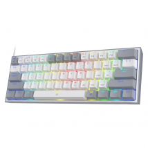 Redragon K617 Fizz 60% Teclado para juegos RGB con cable, 61 teclas Teclado mecánico compacto intercambiable en caliente Interruptor rojo