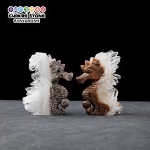 Natürliche kristallklare Quarzkristall-Cluster-Seepferdchen, handgeschnitzte Statue, Heilung, Heimdekoration, Ornament, Tierfiguren