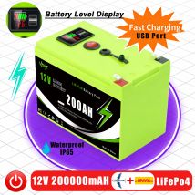 🍲 🍛 Brandneuer 12V 200Ah LiFePO4-Tiefzyklus-Akku, wiederaufladbares integriertes BMS für Solarenergie, Roller, Fischfinder, Boote