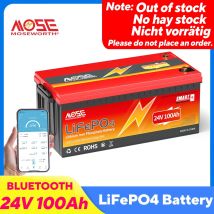 MOSEWORTH 24V 100Ah LiFePO4 Batteria Al Litio Ferro Fosfato Batterie Bluetooth Incorporate BMS 8000+ Cicli Per Barca Solare
