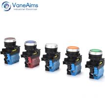 22 mm LA36M Momentan-Drucktastenschalter mit LED-Licht, 12 V, 24 V, 220 V, verriegelnd, beleuchtete Drucktastenschalter, Ein-Aus-VaneAims