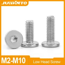 JUIDINTO 2–50 Stück Innensechskant, ultradünn, superniedrige, flache Wafer-Kopfschraube, M2, M2,5, M3, M4, M5, M6, M8, Edelstahl-CM-Schraube
