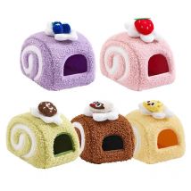 Cute Desserts Cake Plush Hamster House Small Animal Cage Landscaping Supplies Mouse House Small Pet Nest Pet Toy Hiding House