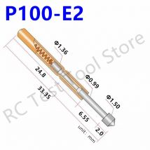 20/100PCS P100-E2 Spring Test Probe Pogo Pin P100-E Test Pin Needle Head Dia 1.5mm For Testing Tools Length 33.35mm Dia 1.36mm
