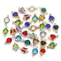 20 Stück Edelstahl Schmetterling Glas Charms Bunte Kristall Charms Armband DIY Halskette Armband Schmuckherstellung Charms